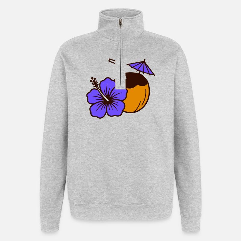 Hawaï - Sweat à zip 1/4 - gris chiné