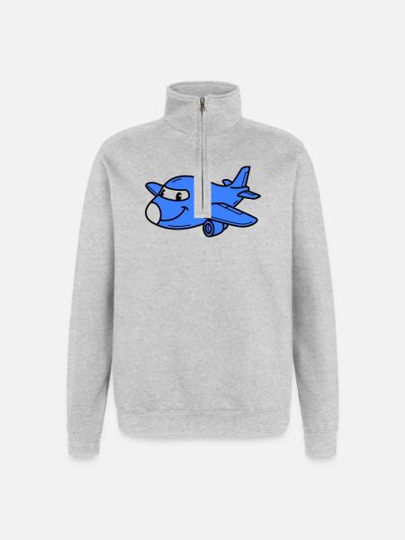 Airplane Kids - Quarter-Zip Sweatshirt - heather grey