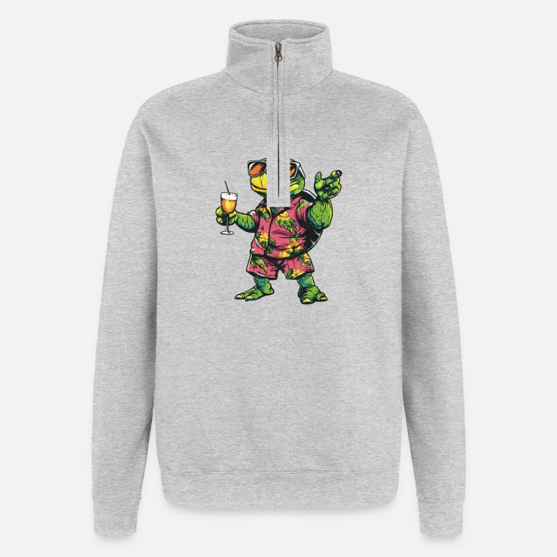 Turtle Comic Summer - Quarter-Zip Sweatshirt - heather grey