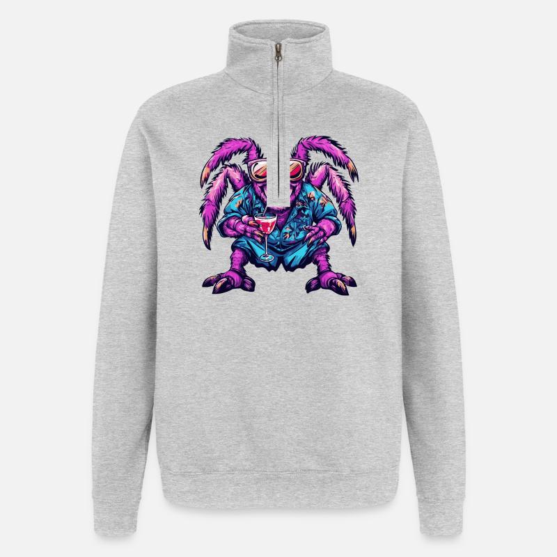 Tarantula Comic Sommer - Quarter-Zip-Sweatshirt - Grau meliert