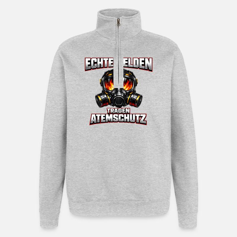 Echte Helden Tragen Atemschutz - Quarter-Zip-Sweatshirt - Grau meliert