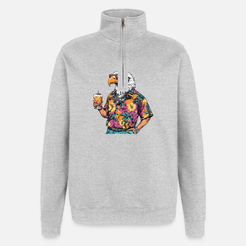 Eagle Comic Summer - Quarter-Zip Sweatshirt - heather grey