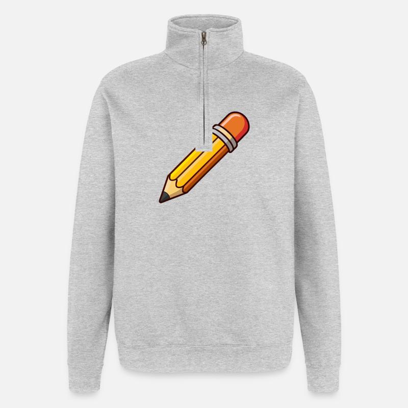Clipart de dessin animé au crayon - Sweat à zip 1/4 - gris chiné