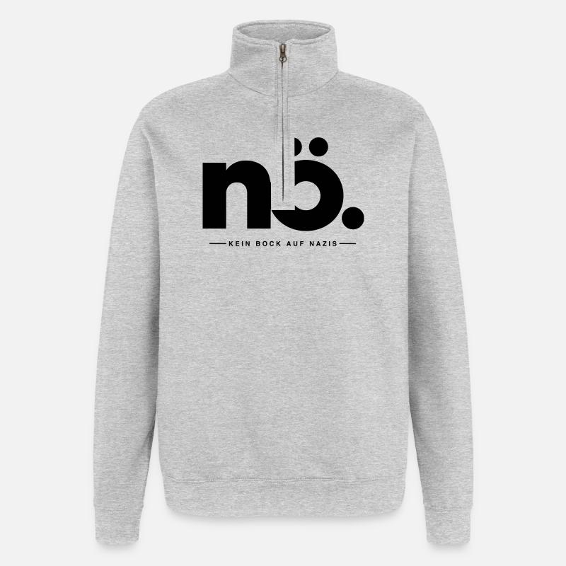 NO_Kein_Bock_auf_Nazis - Quarter-Zip-Sweatshirt - Grau meliert