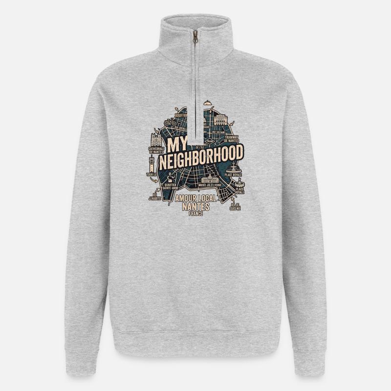 Amour Nantes - Quarter-Zip-Sweatshirt - Grau meliert