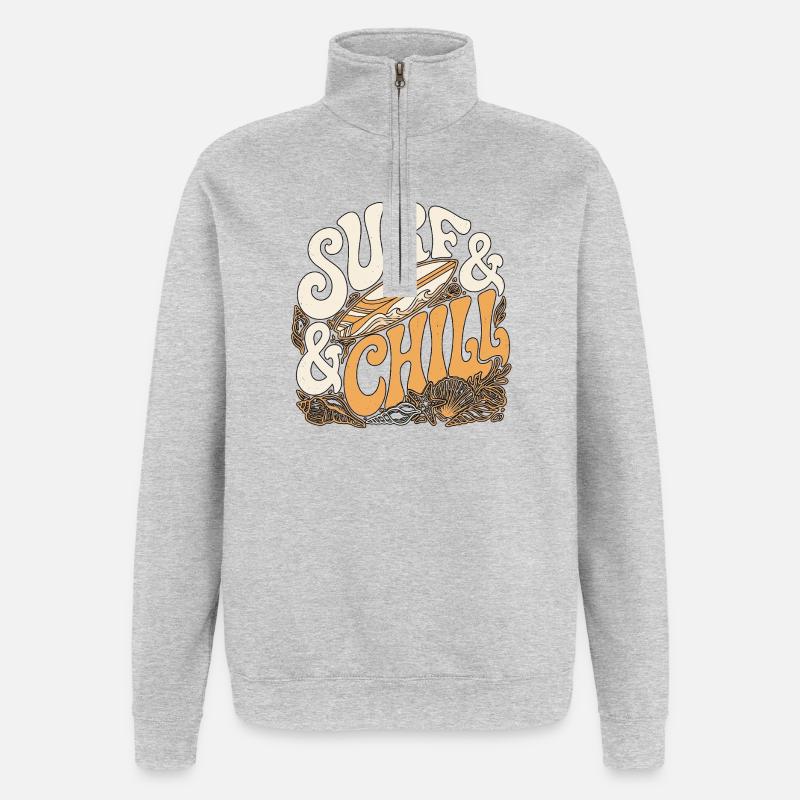 Surf And Chill - Quarter-Zip-Sweatshirt - Grau meliert