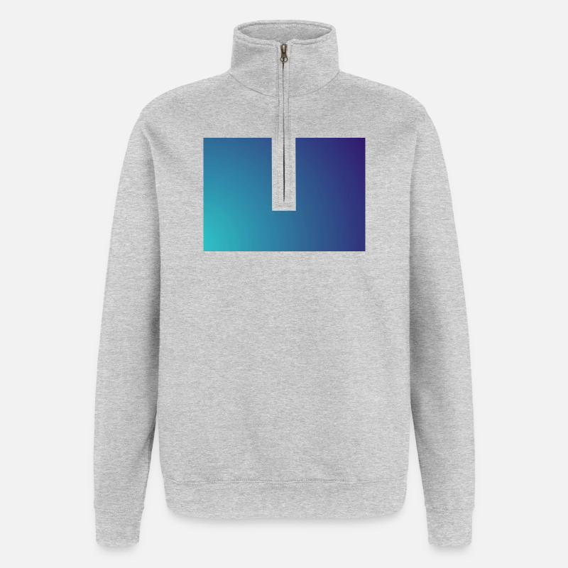 Gradient cyan-violet en cercle - Sweat à zip 1/4 - gris chiné