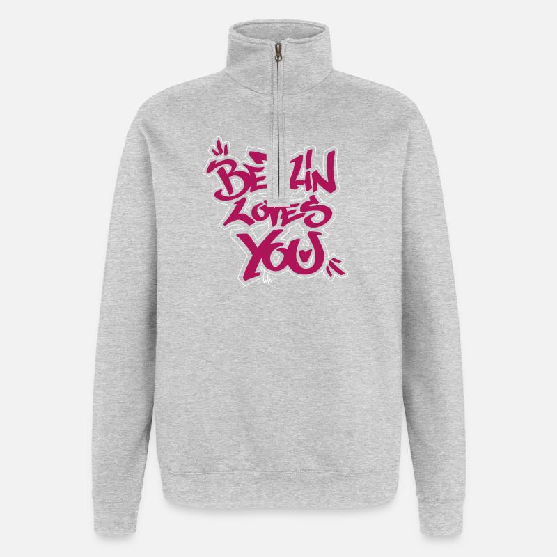 Berlin liebt dich Graffiti-Style - Quarter-Zip-Sweatshirt - Grau meliert
