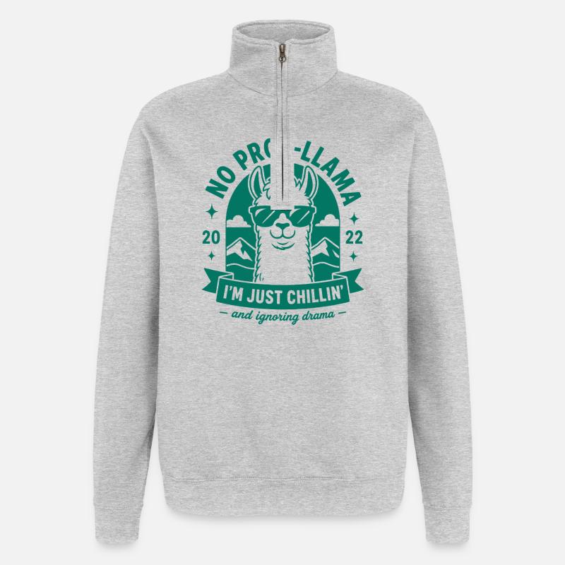 Caffeine Llamaste No Drama - Sweat à zip 1/4 - gris chiné