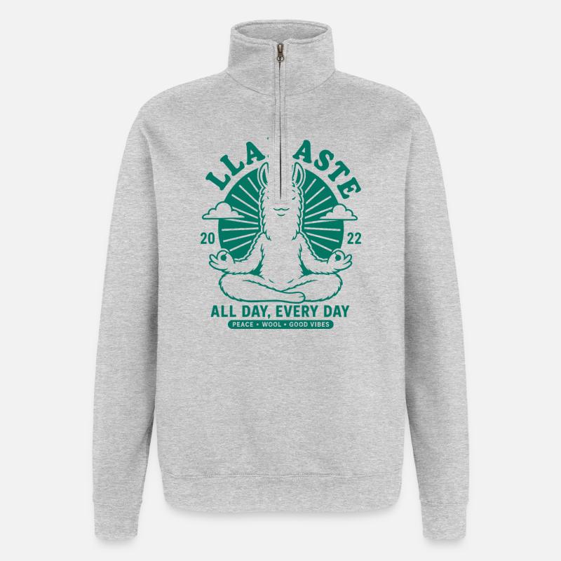 Pas de souci Llama, détends-toi - Sweat à zip 1/4 - gris chiné