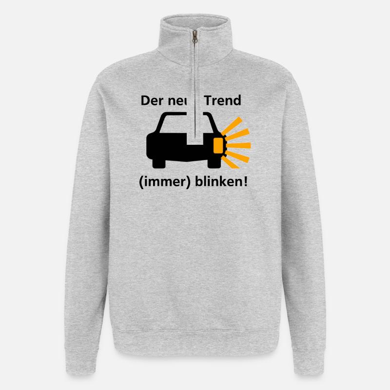 Der neue Trend - (immer) blinken! - Quarter-Zip-Sweatshirt - Grau meliert