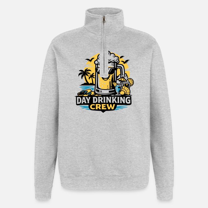 Strand Crew Bier Surf Icon - Quarter-Zip-Sweatshirt - Grau meliert