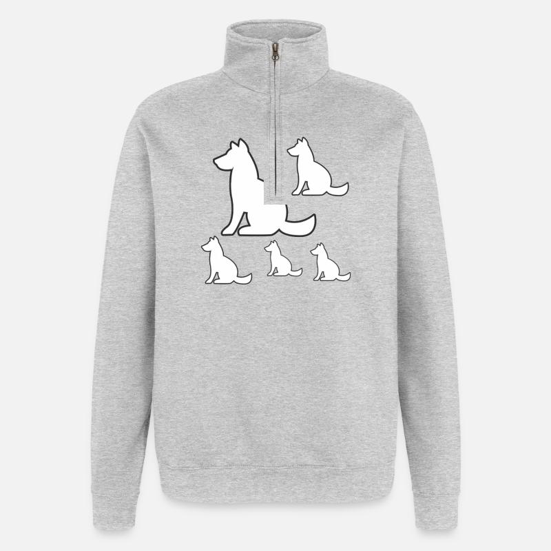 canine - Sweat à zip 1/4 - gris chiné