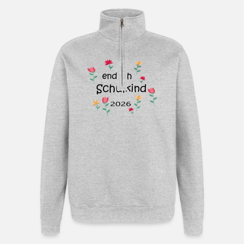 Endlich Schulkind  - Quarter-Zip-Sweatshirt - Grau meliert