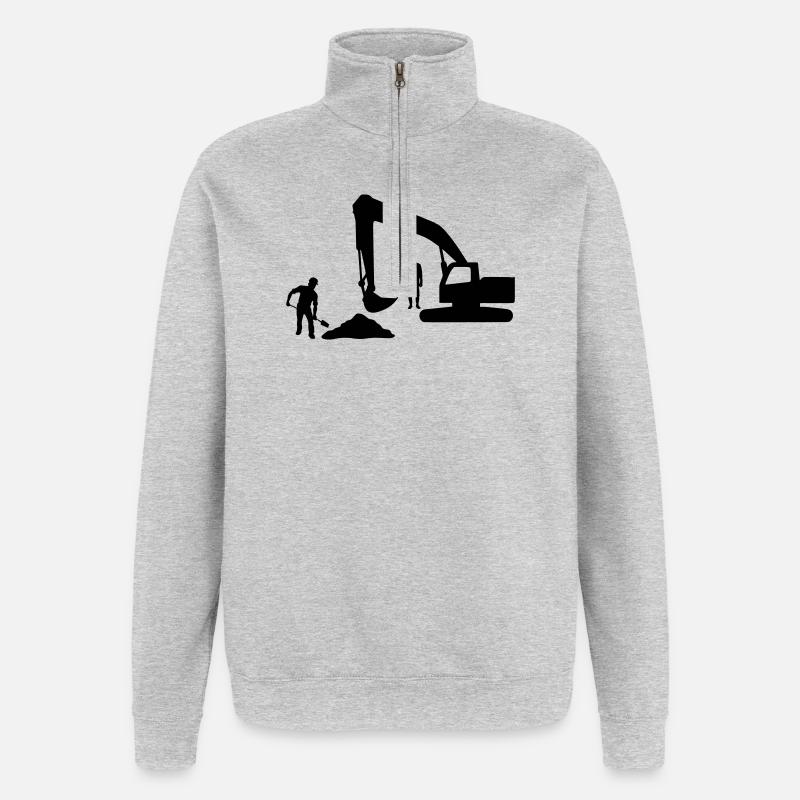 Kipper-Crew – Sandarbeiter - Quarter-Zip-Sweatshirt - Grau meliert