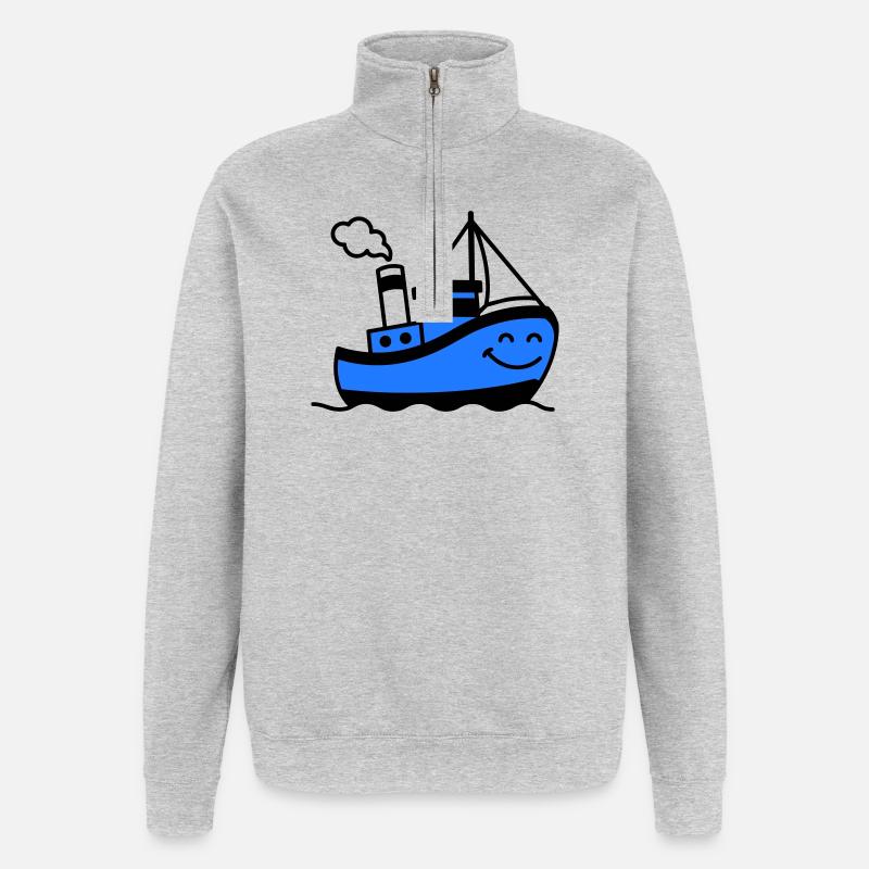 Enfants du navire - Sweat à zip 1/4 - gris chiné