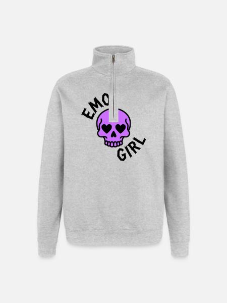 emo girl - Quarter-Zip Sweatshirt - heather grey