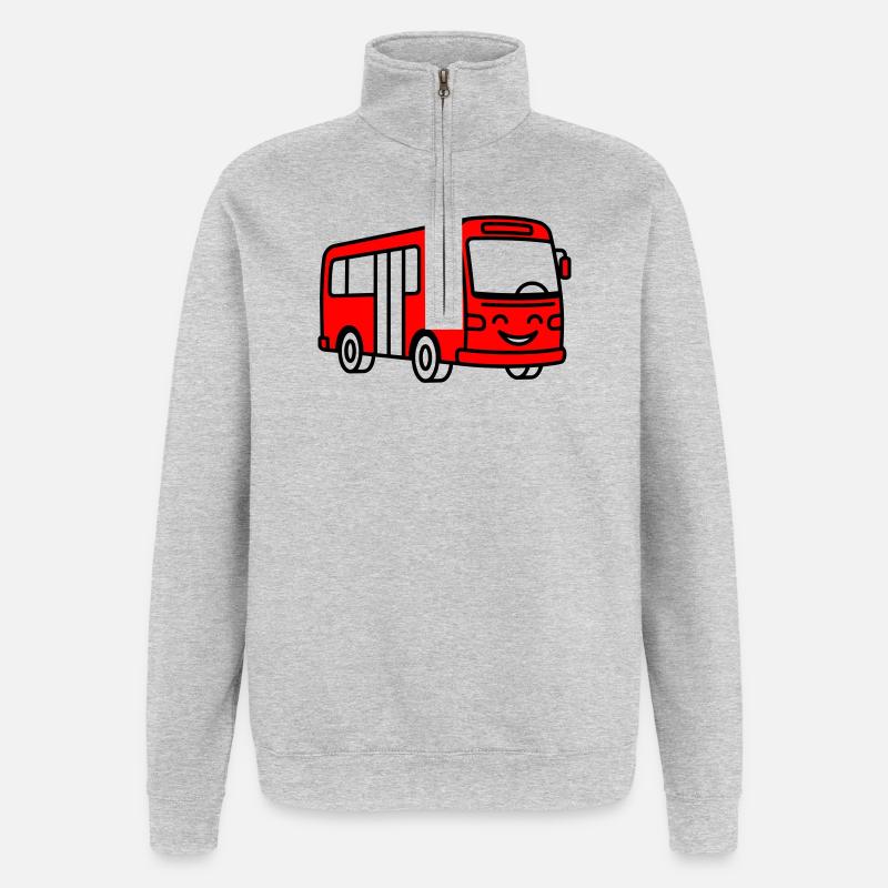 Dessin animé de bus - Sweat à zip 1/4 - gris chiné