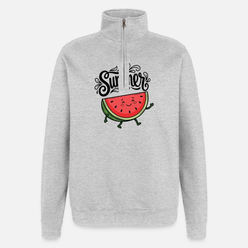 Sommer - Quarter-Zip-Sweatshirt - Grau meliert
