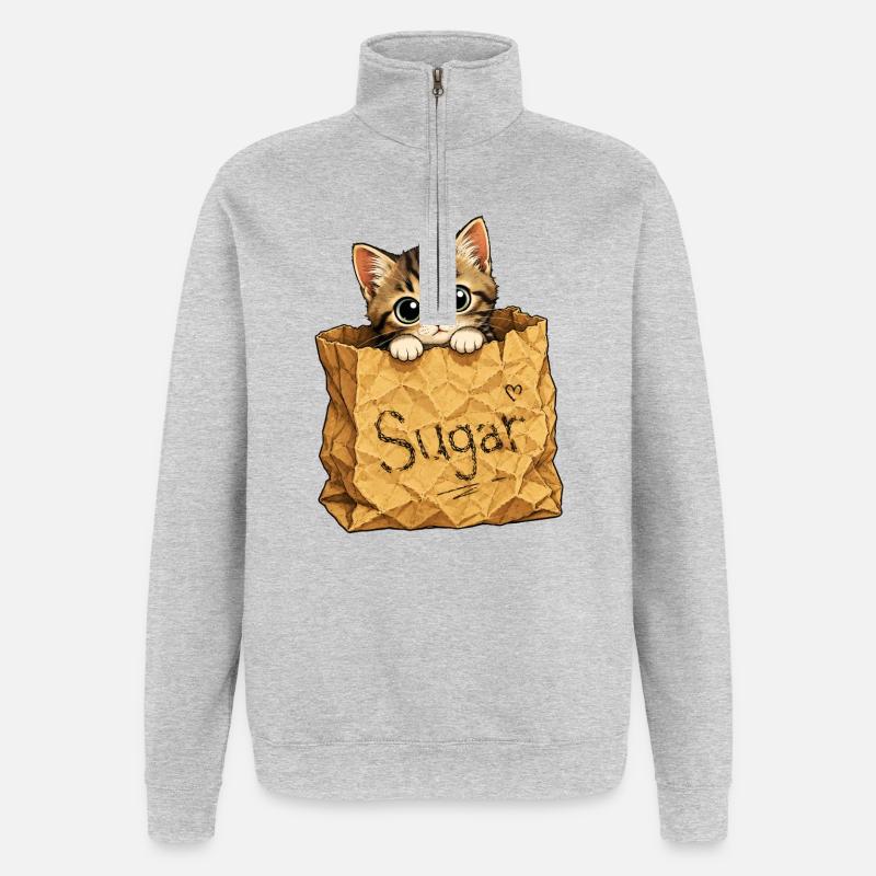 Kitten in a bag - Quarter-Zip Sweatshirt - heather grey