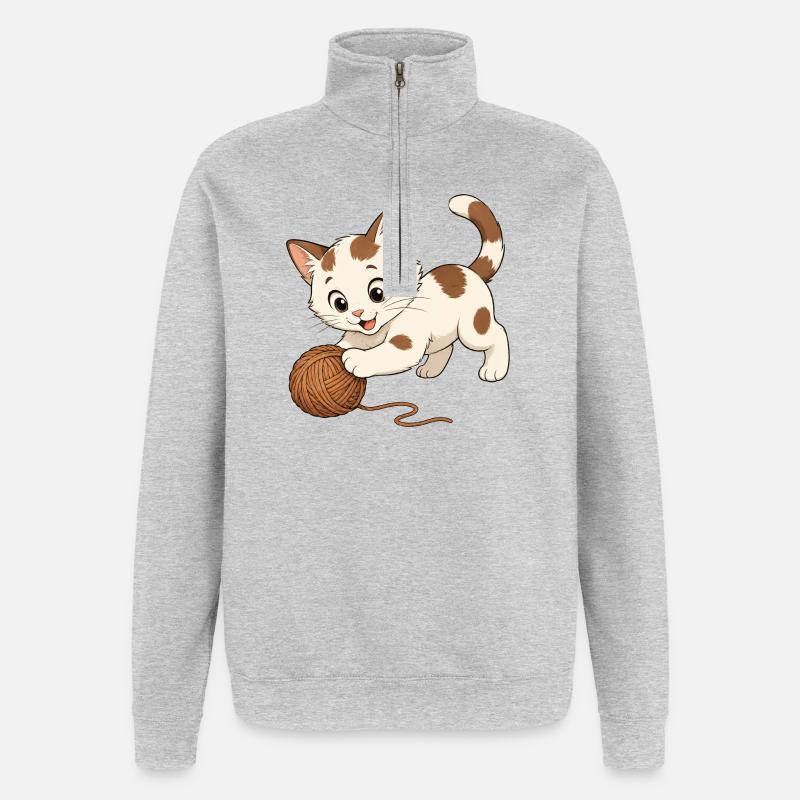 Des jeux de chaton - Sweat à zip 1/4 - gris chiné