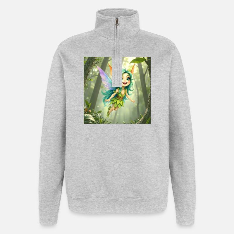 Fee des Smaragdwaldes - Quarter-Zip-Sweatshirt - Grau meliert