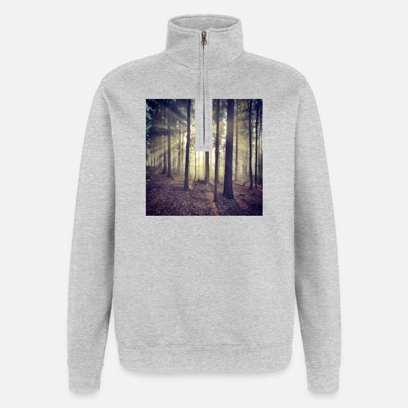 Sonnenstrahlen Waldlicht - Quarter-Zip-Sweatshirt - Grau meliert