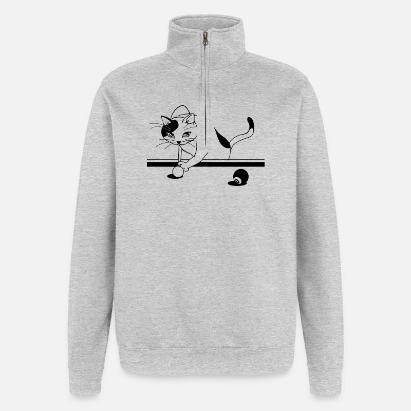Puissance du chat - Sweat à zip 1/4 - gris chiné