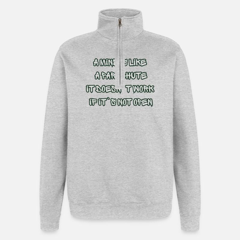 Open Mind Parachute Zitat - Quarter-Zip-Sweatshirt - Grau meliert