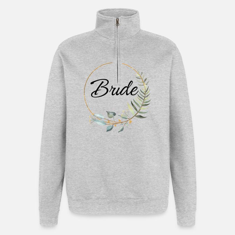Junggesellinnen-Braut-Stil - Quarter-Zip-Sweatshirt - Grau meliert
