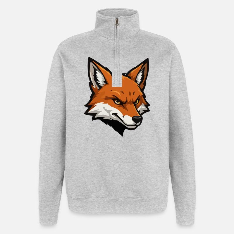 Fox head vector illustration - Quarter-Zip Sweatshirt - heather grey
