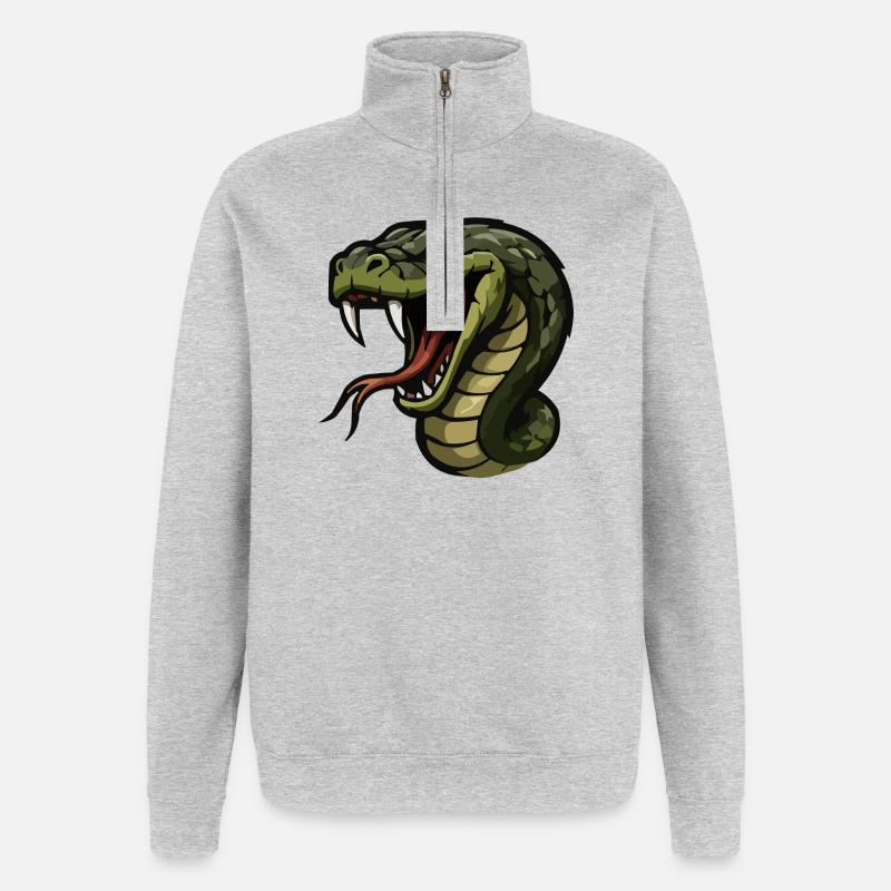 Caricature de Cobra Head - Sweat à zip 1/4 - gris chiné