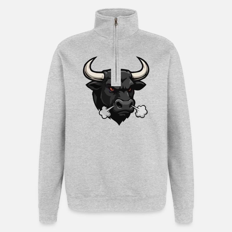 Dunkler Stier Rauchstoß - Quarter-Zip-Sweatshirt - Grau meliert