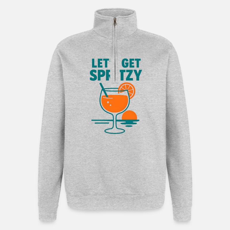On va spritzy - Sweat à zip 1/4 - gris chiné