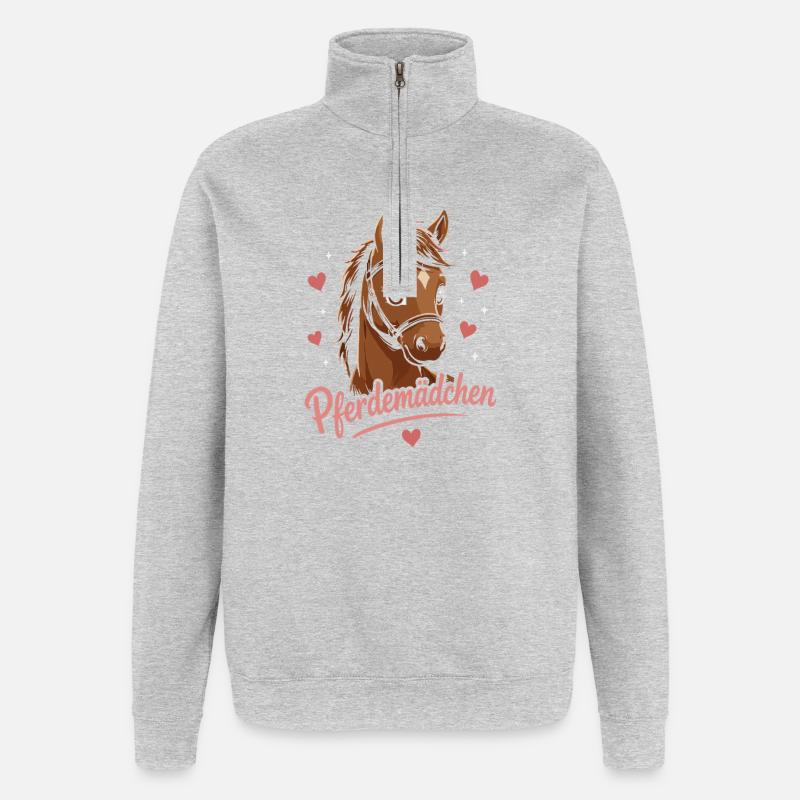 Pferdemädchen Herzglanz Pferd - Quarter-Zip-Sweatshirt - Grau meliert
