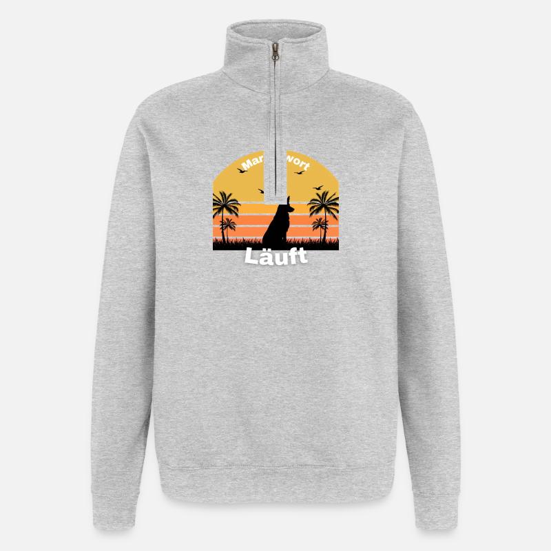 Exécution de mots de repère - Sweat à zip 1/4 - gris chiné