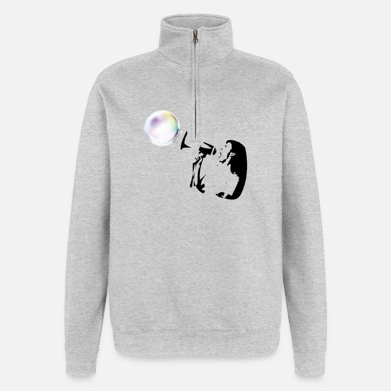 Bubble shot - Sweat à zip 1/4 - gris chiné