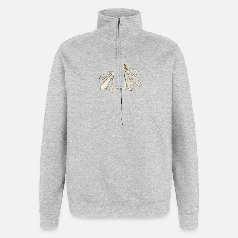 Gänseblümchen Minimal-Illustration - Quarter-Zip-Sweatshirt - Grau meliert