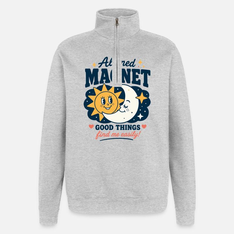 Aligned Magnet Good Things Design - Quarter-Zip-Sweatshirt - Grau meliert