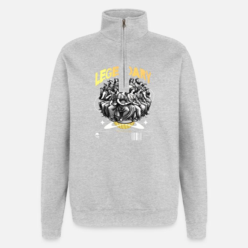 Assemblée légendaire du Penseur - Sweat à zip 1/4 - gris chiné