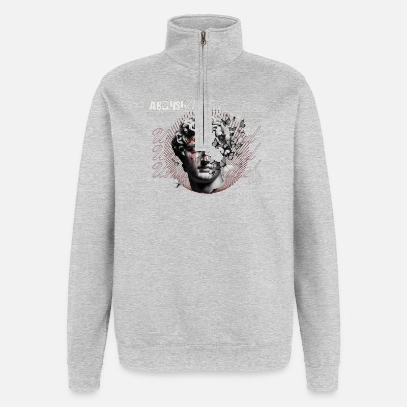 Abolish Power Kopf-Collage - Quarter-Zip-Sweatshirt - Grau meliert
