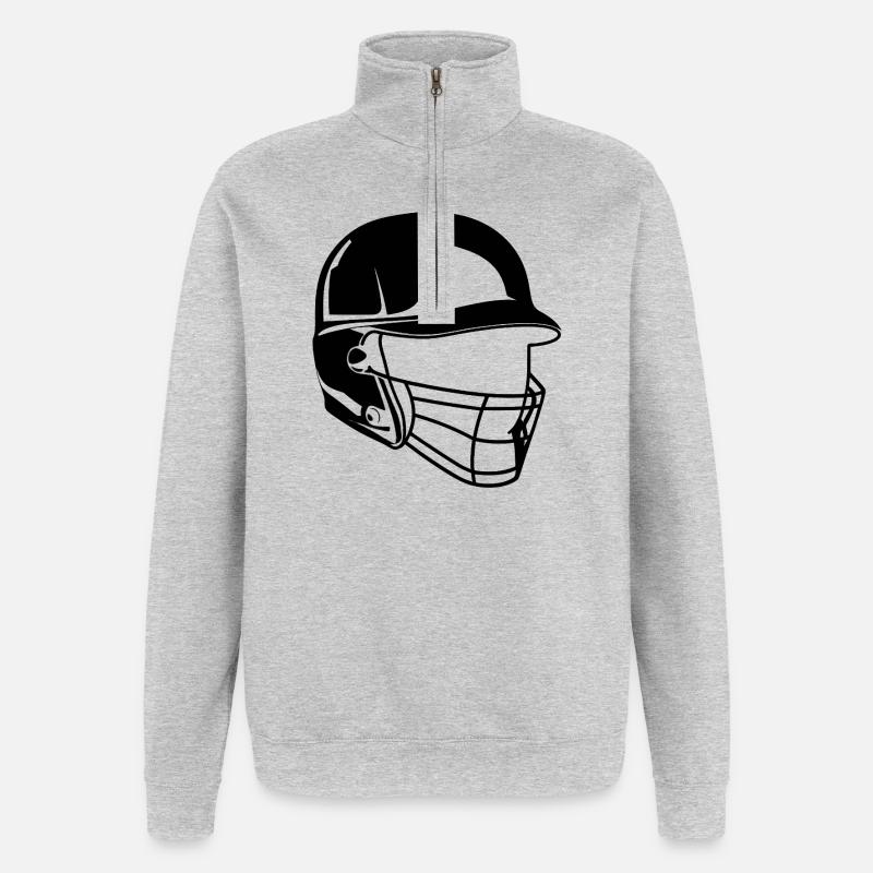 Casque de baseball - Sweat à zip 1/4 - gris chiné