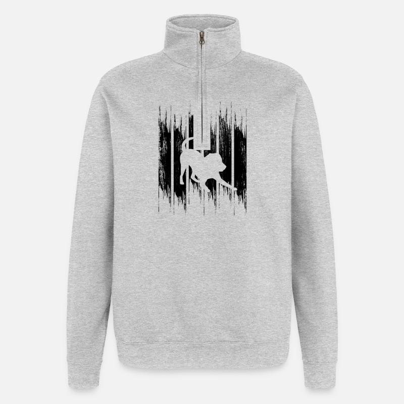 Dessin de chien - Sweat à zip 1/4 - gris chiné