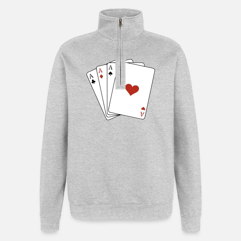 Carré d'as - Sweat à zip 1/4 - gris chiné