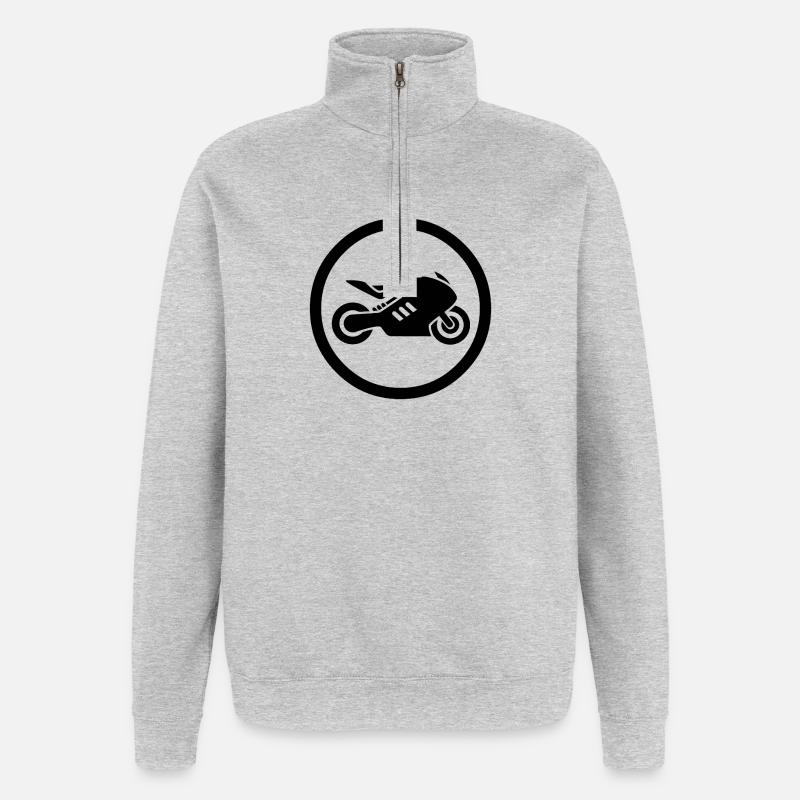motocyclette - Sweat à zip 1/4 - gris chiné