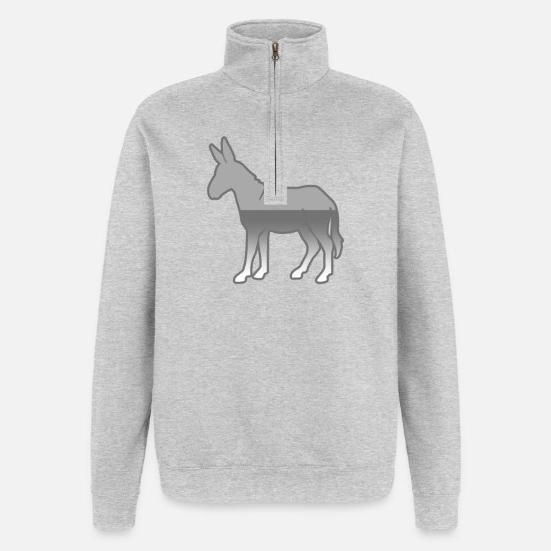 âne - Sweat à zip 1/4 - gris chiné