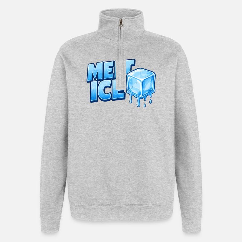 Schmelzendes Eis Cartoon Design - Quarter-Zip-Sweatshirt - Grau meliert