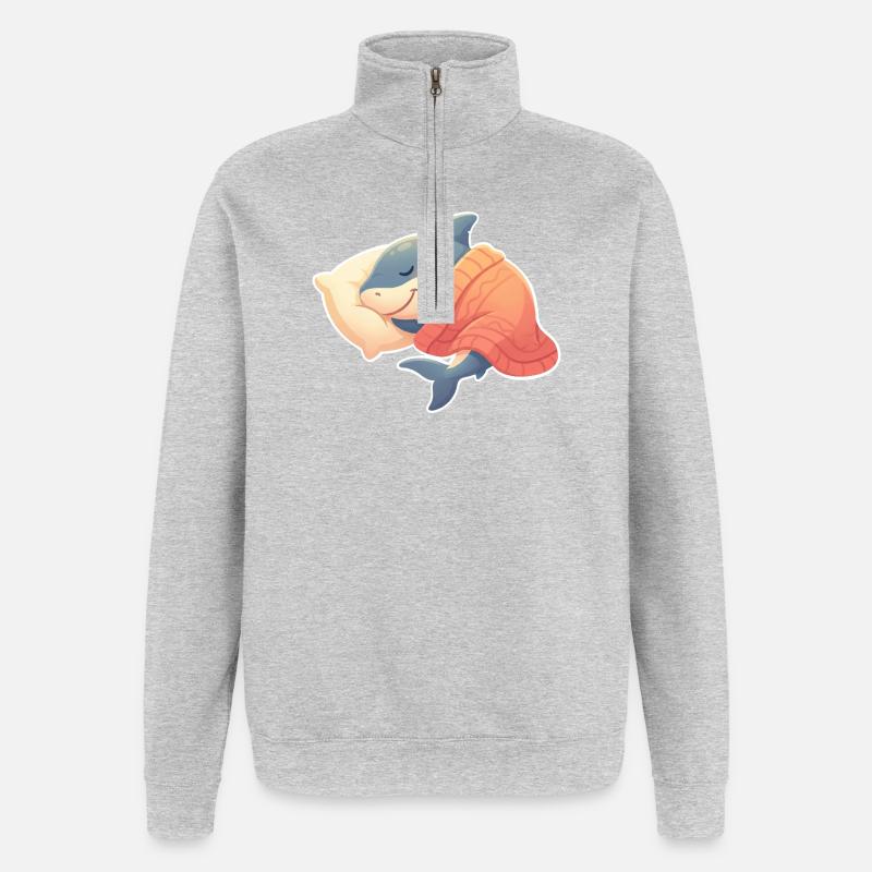 Shark Sleeping - Quarter-Zip Sweatshirt - heather grey