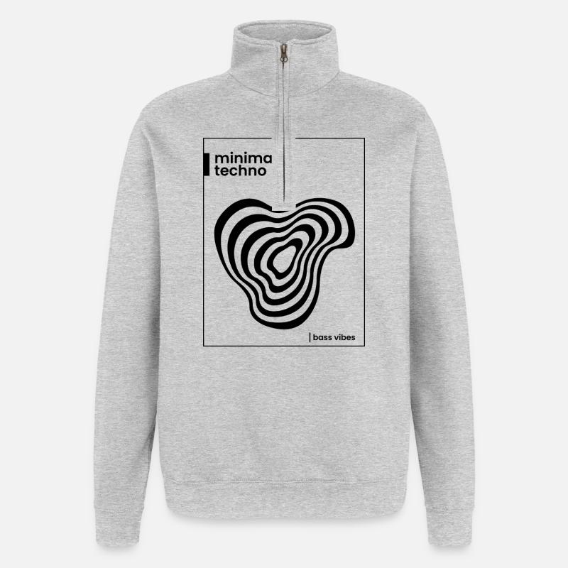 Conception minimale de l’affiche techno - Sweat à zip 1/4 - gris chiné