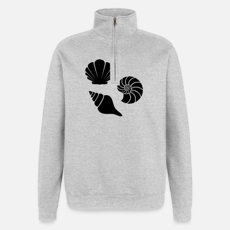Seashells - Quarter-Zip Sweatshirt - heather grey
